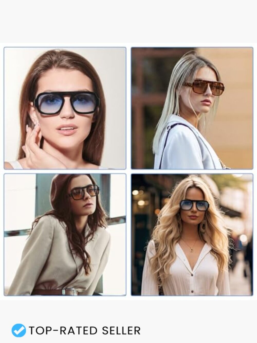 Retro Square Aviator Sunglasses Set of 3 Oversized Y2K Shades Unisex Trendy - Picture 6 of 7